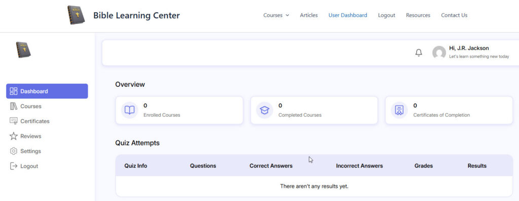 First User Dashboard